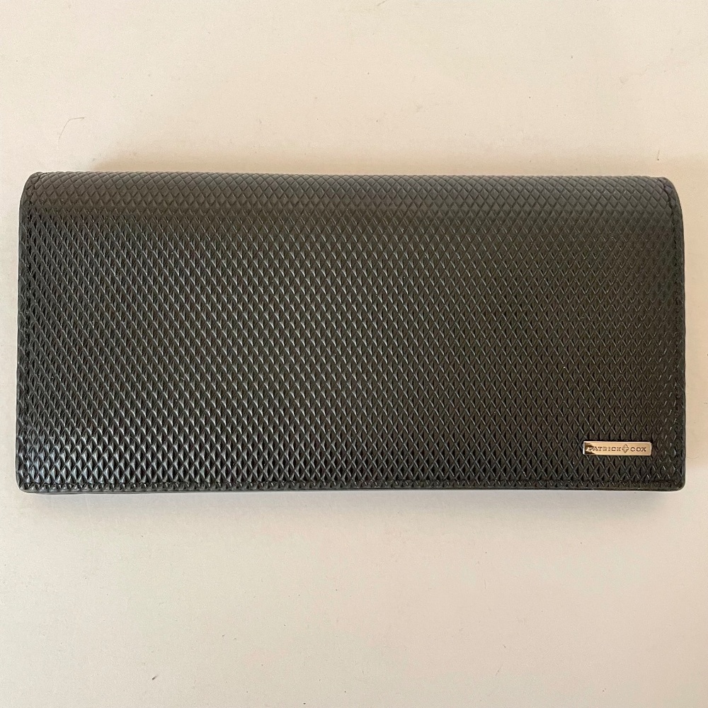 Patrick Cox Black Embossed Leather Long Flap Wallet